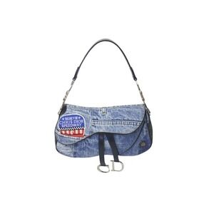 Christian Dior Trotter Double Saddle Denim One Shoulder Hobo Bag